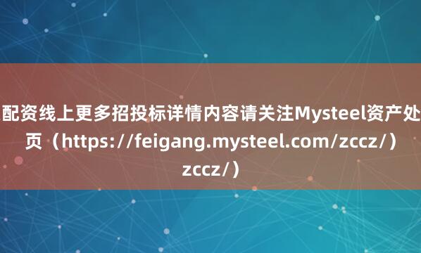 股票配资线上更多招投标详情内容请关注Mysteel资产处置网页（https://feigang.mysteel.com/zccz/）